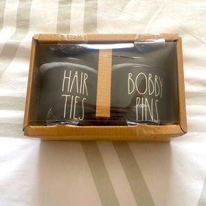 NWT Rae Dunn Bobby pins and hair ties bathroom canisters